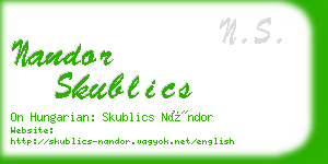 nandor skublics business card